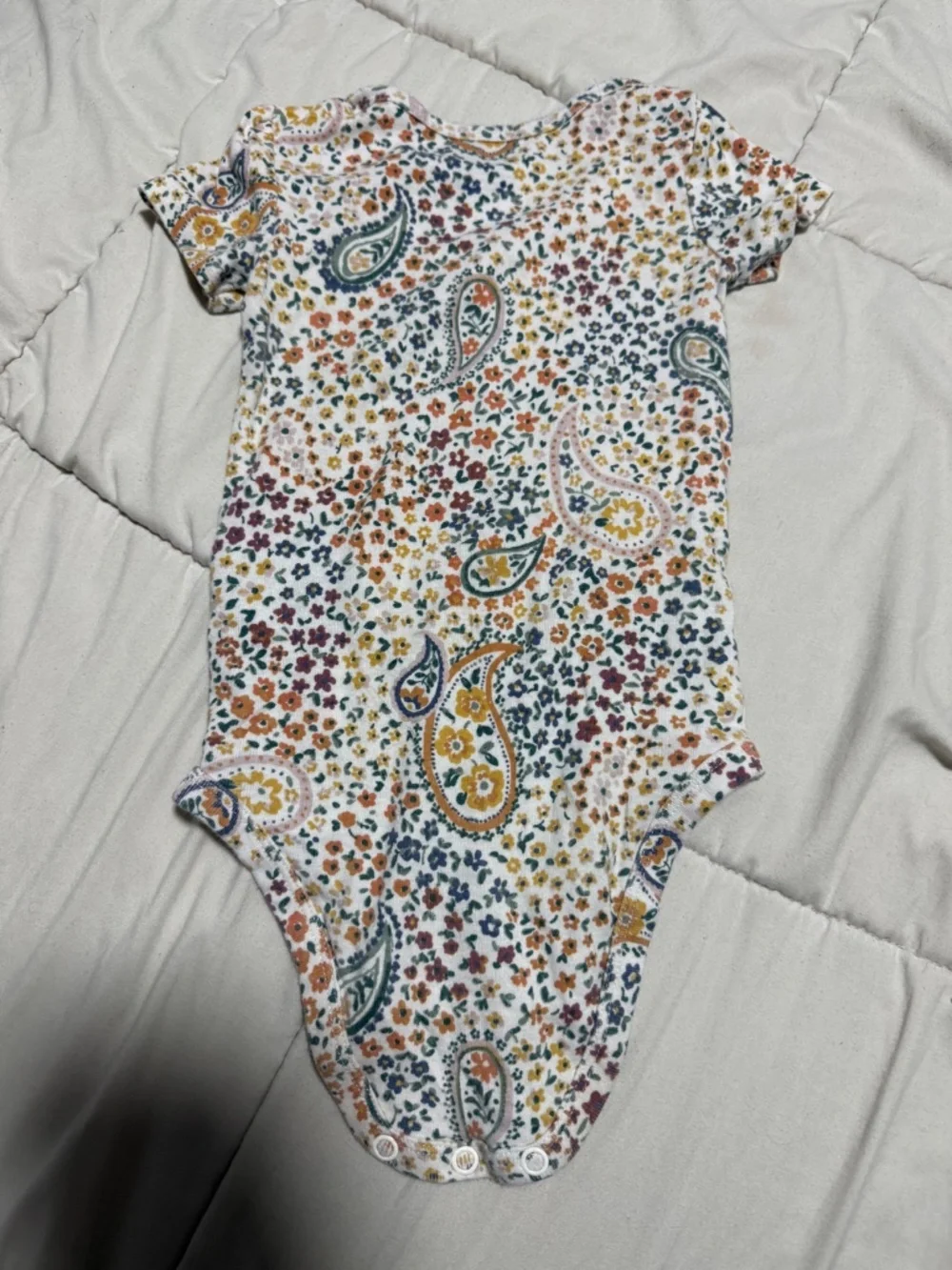 Carters Paisley Patterned 12 Month Short Sleeve One Piece Multi Colored
